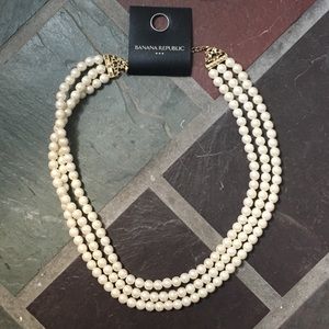 NWT Banana Republic three-strand faux pearls